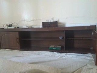 Wooden table+bed + wardrobe