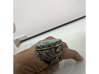 Original turquoise stone ring. phoenix stirrup and rare